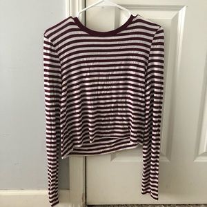 Burgundy Striped Long-Sleeve